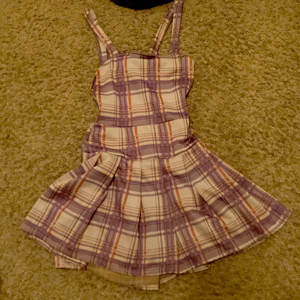 Plaid Pleated Dress Bow Tie Back
